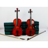 Two cased violins comprising a Stentor Student ST and an Antoni,