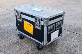 A professional flight case, raised on ca