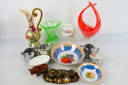 A mixed lot to include plated ware, ceramics, glassware and other.