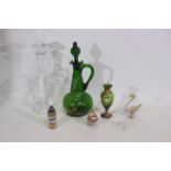 Glassware including a Murano A. Salvadori green mini vase. 3 x sand-filled art glasses.