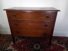 A chest of three drawers measuring approximately 78 cm x 91 cm x 40 cm.