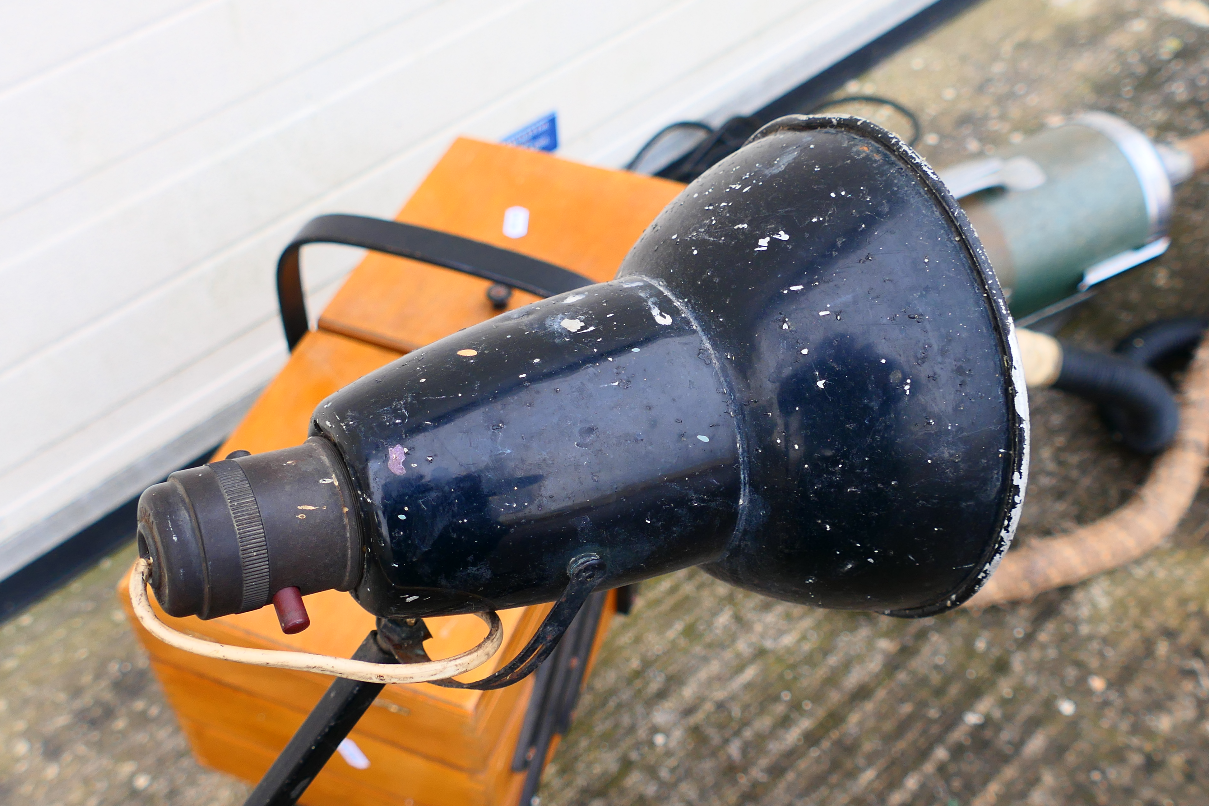 A vintage Vactric vacuum cleaner, an Anglepoise style lamp and a sewing box. [2]. - Image 3 of 5