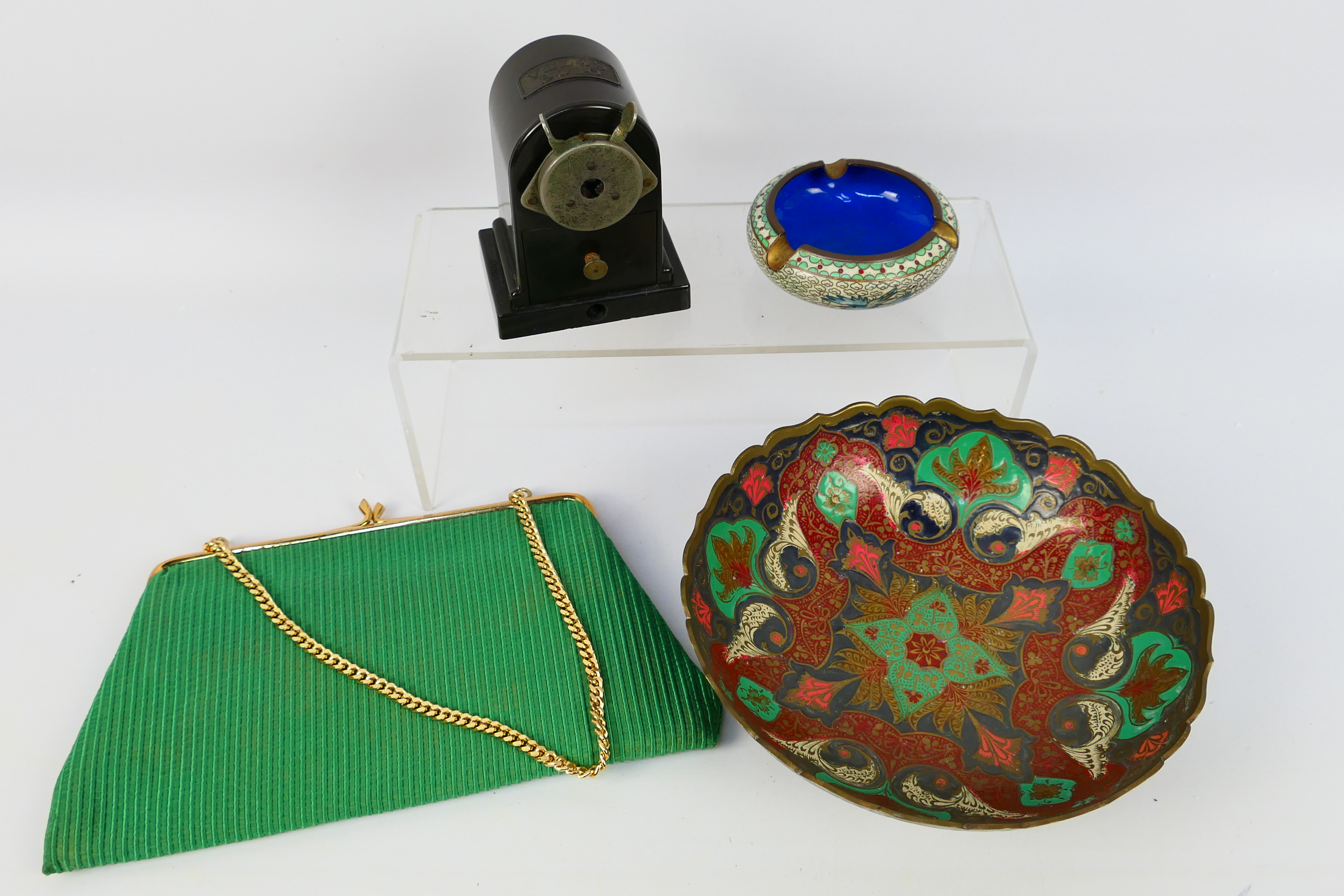 Lot to include a cloisonne ashtray, Asian metal bowl,