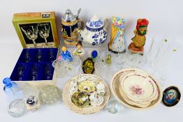 Mixed ceramics and glassware to include miniature tea wares, inkwell, stein,