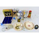 Mixed ceramics and glassware to include miniature tea wares, inkwell, stein,