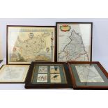 4 x framed maps depicting Lancashire, C