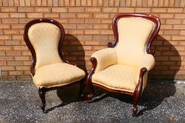 Two early 20th century mahogany framed bedroom chairs.