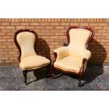 Two early 20th century mahogany framed bedroom chairs.