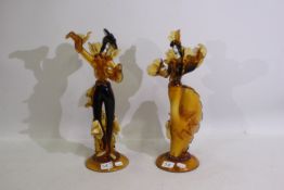 2 x Murano style glass dancing figures b