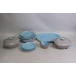 Poole Pottery - A sky blue and grey ceramic Poole dinner service set - Pieces include plates,