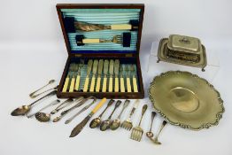 Silver plated cutlery items including bu