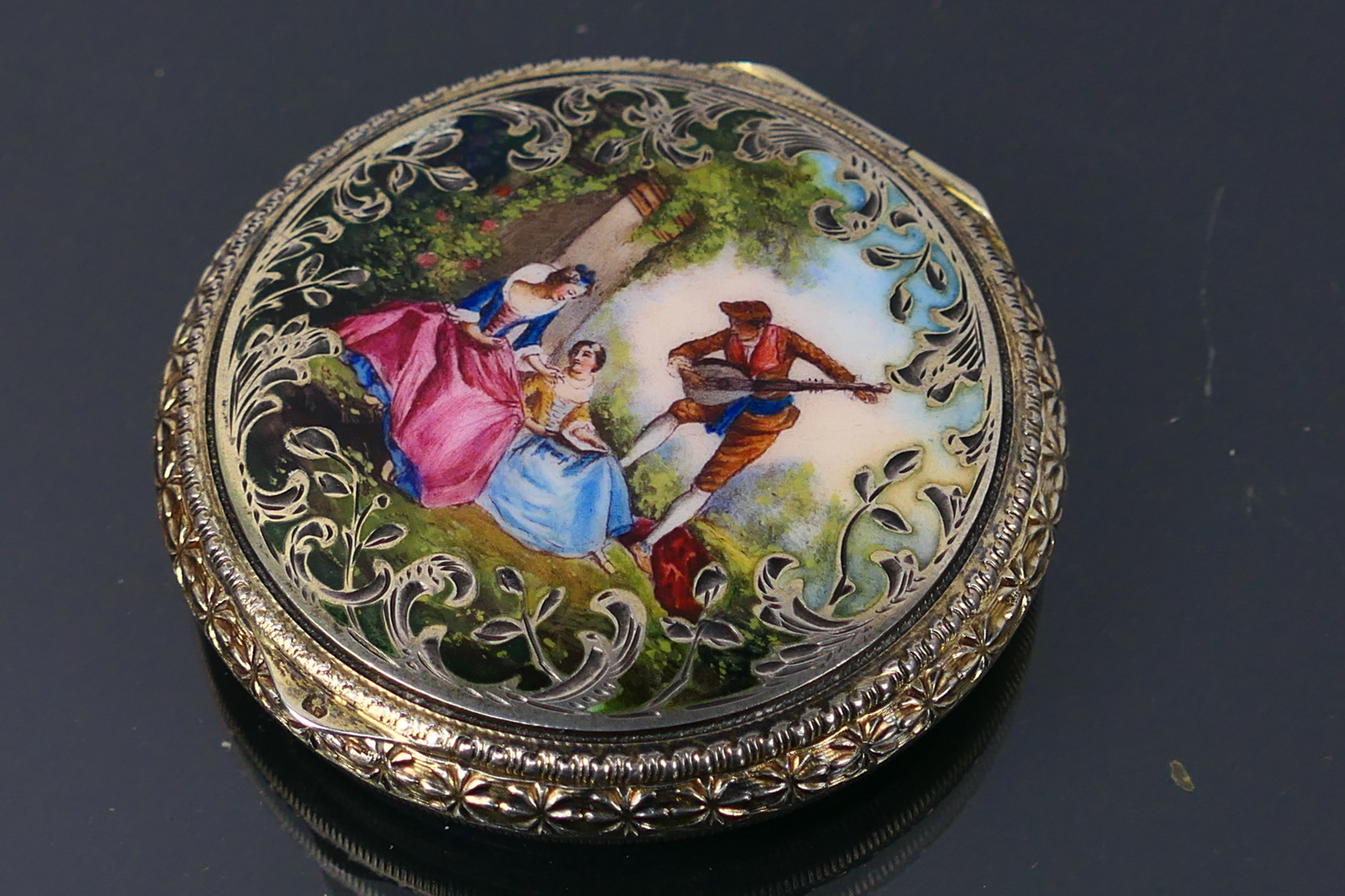 An Austrian silver (935 fineness) and enamelled powder compact. - Image 2 of 11
