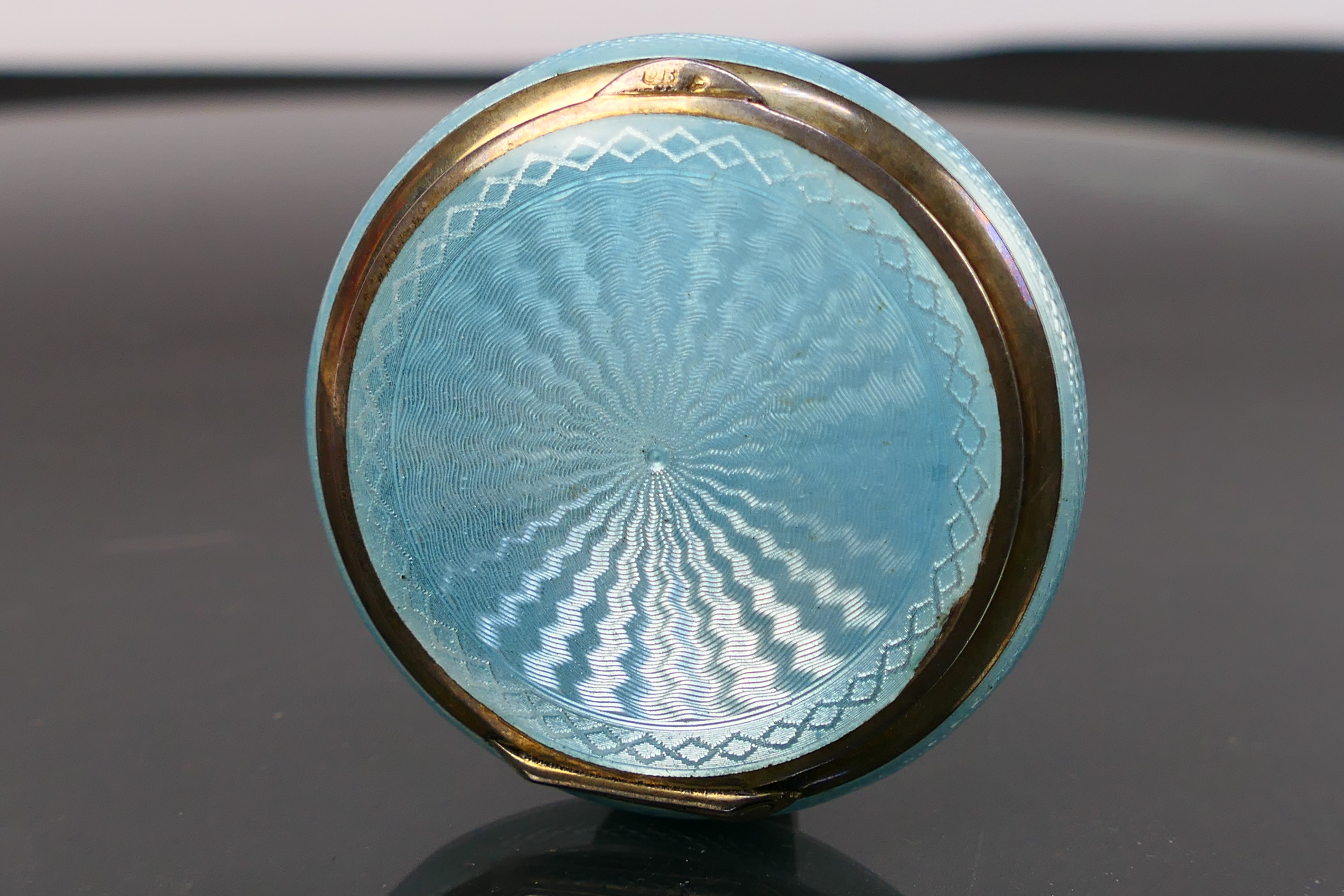 A French guilloche enamel silver powder compact circa 1910. - Image 2 of 10