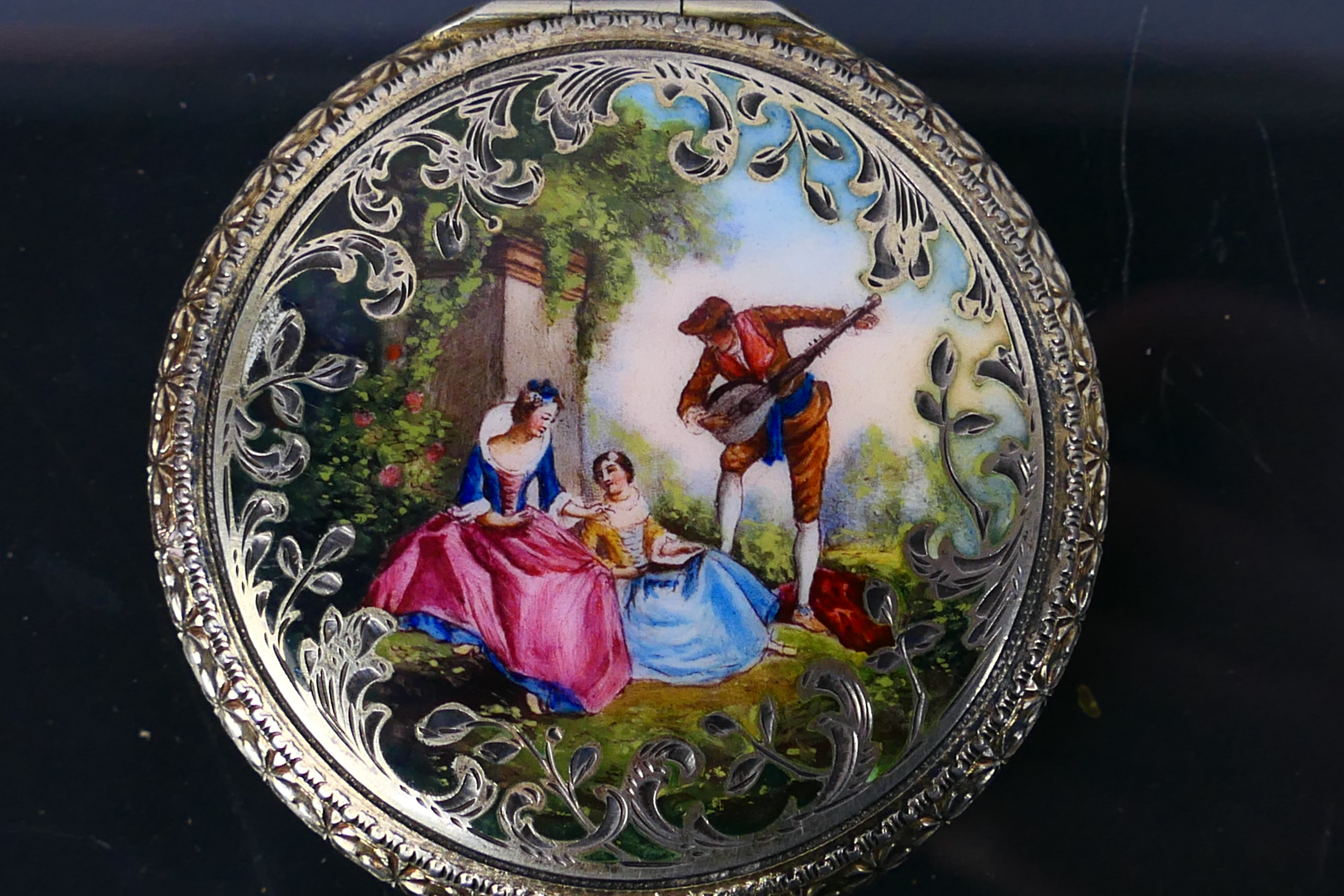 An Austrian silver (935 fineness) and enamelled powder compact. - Image 3 of 11