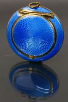 Colen Hewer Cheshire - A art deco guilloche enamel powder compact with chain mount fitting.