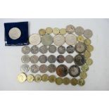 A collection of coins comprising £5 coin