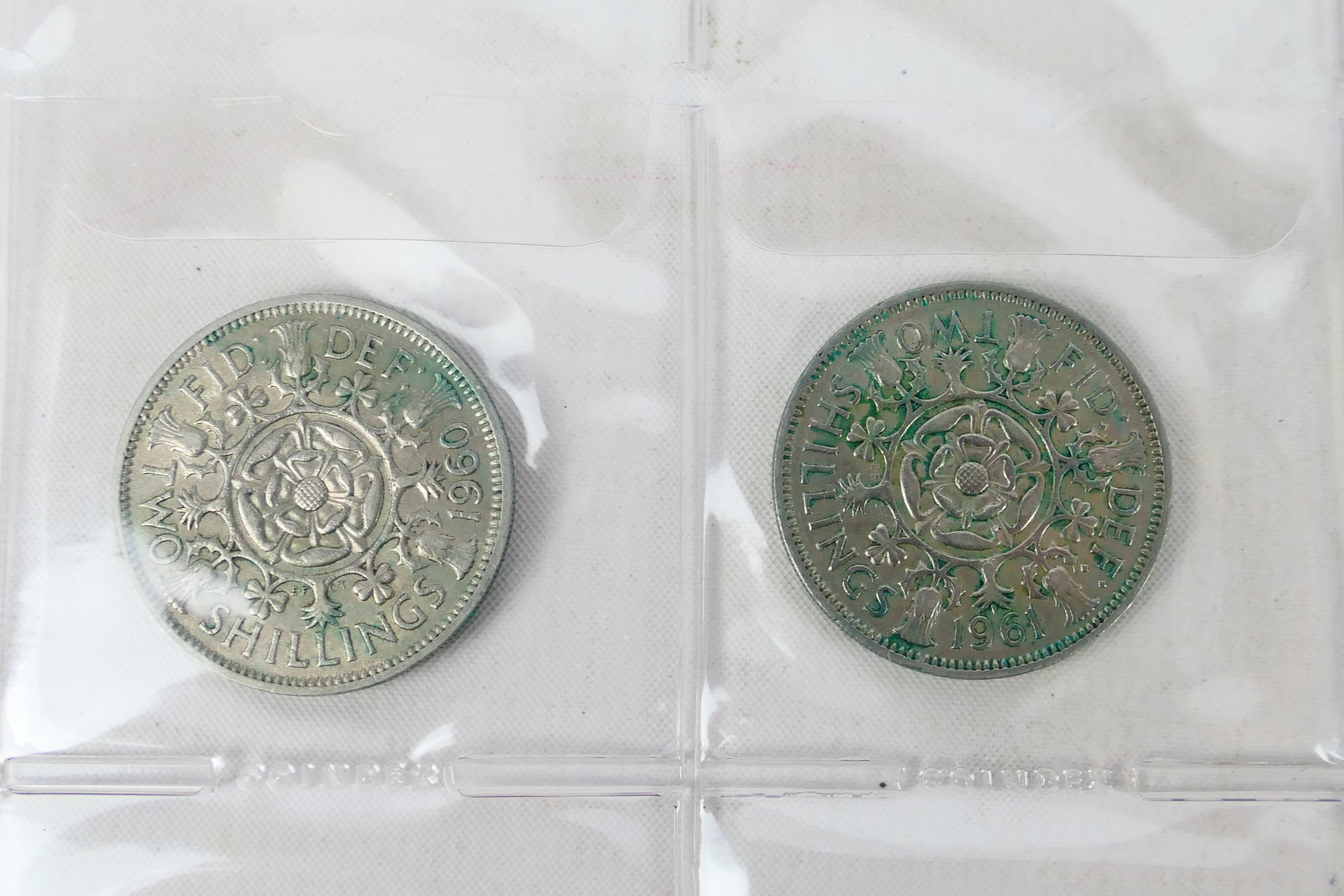 A good collection of 46 One Florin / Two Shilling coins, 1919 - 1967 inclusive (1927, - Image 3 of 9