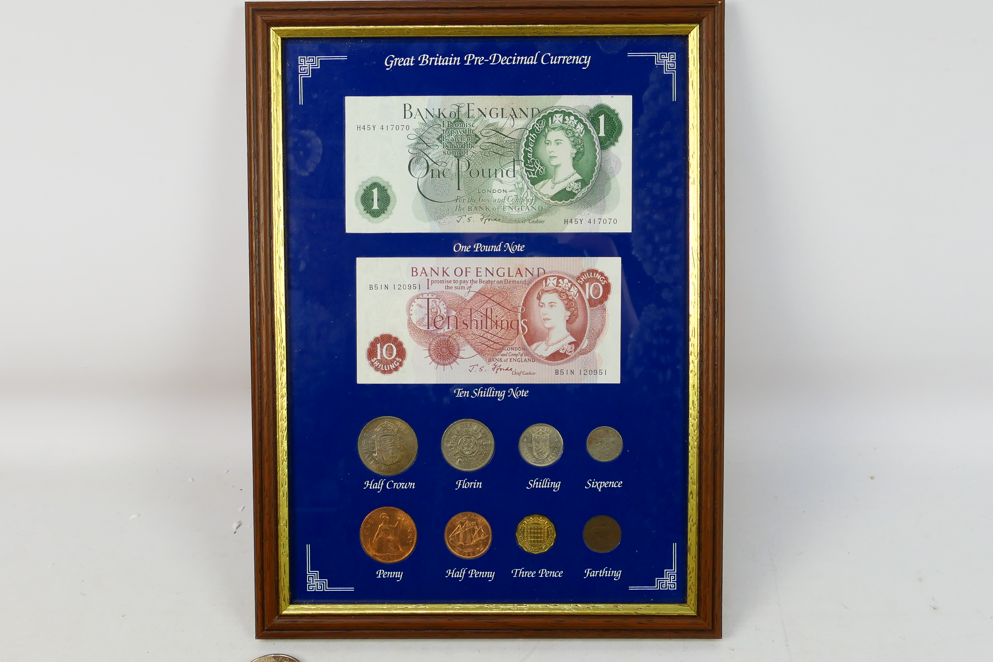 A framed display of Great Britain Pre-Decimal Currency, - Image 2 of 8