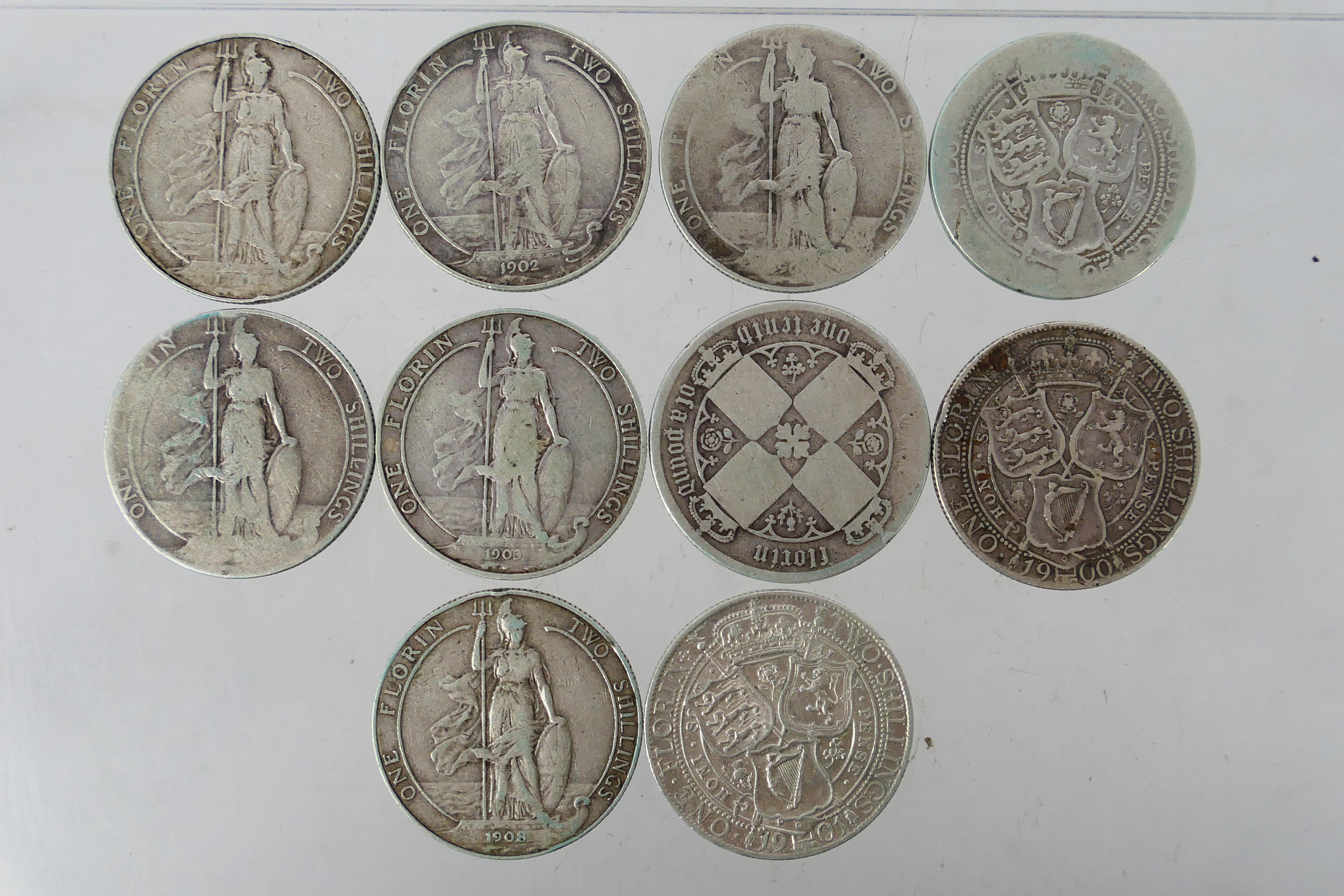 Ten One Florin / Two Shilling coins, Vic - Image 5 of 8