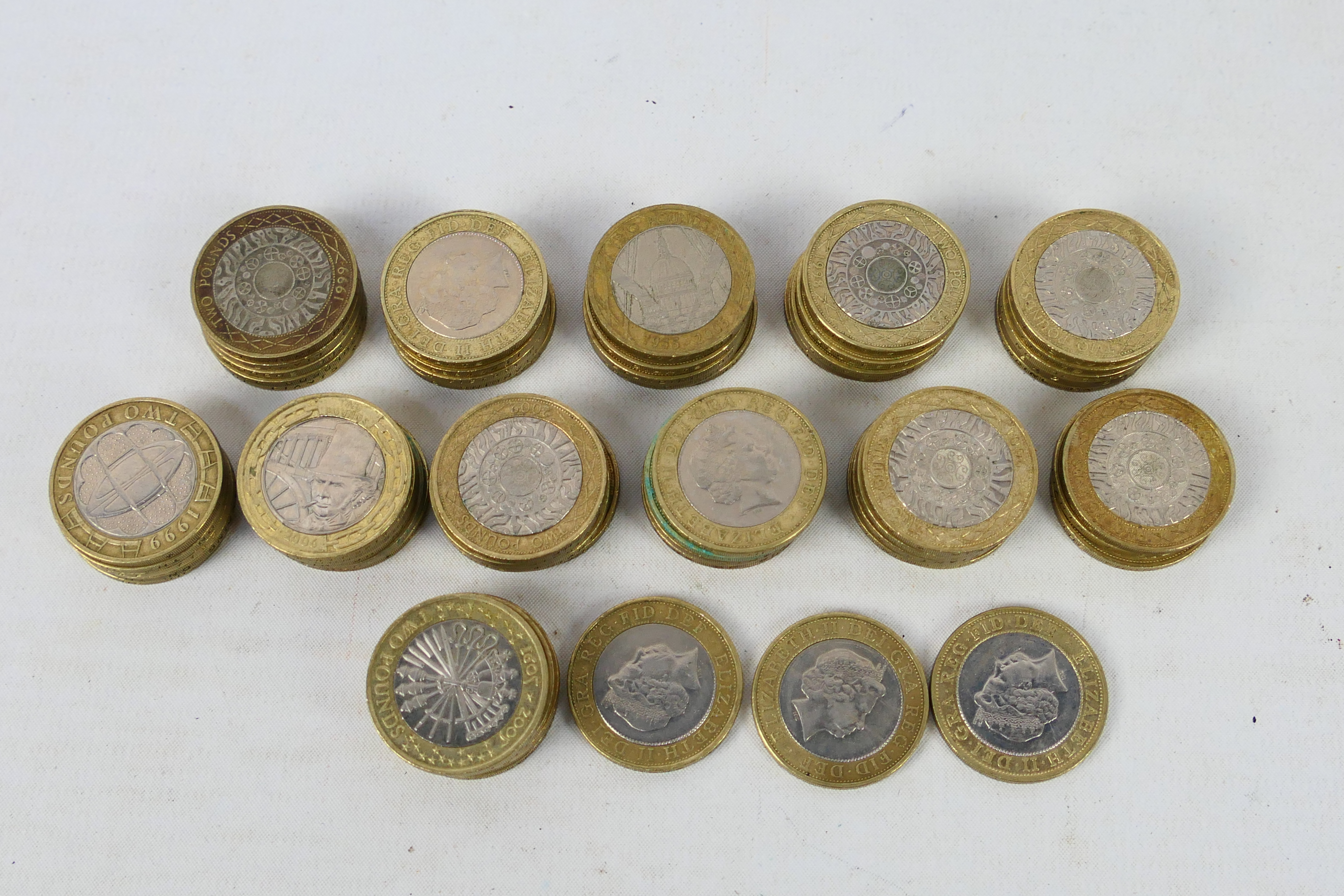 A collection of 52 Two Pound coins (£2),