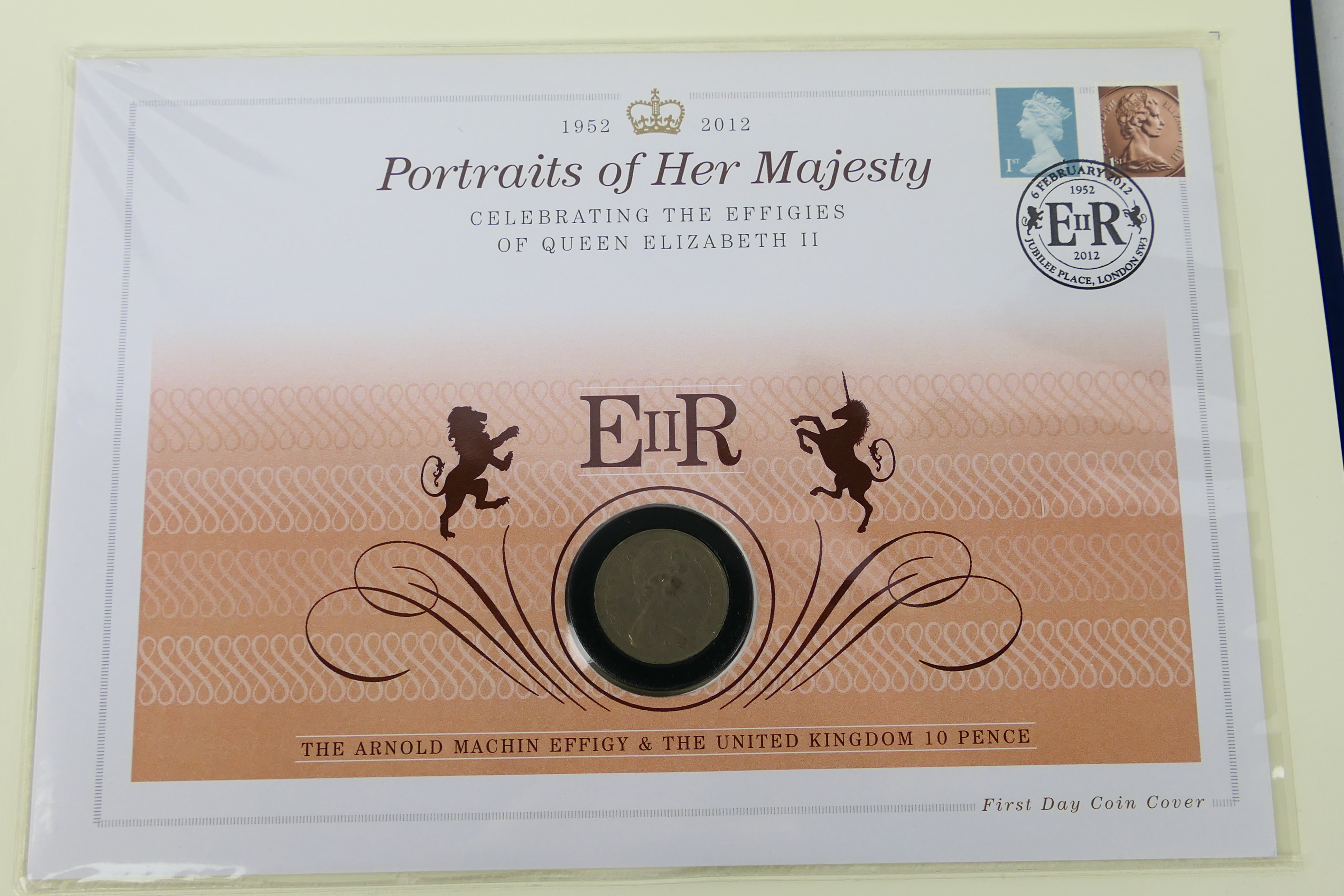 A limited edition Westminster Portraits Of Her Majesty First Day Coin And Banknote Cover Collection, - Image 9 of 10