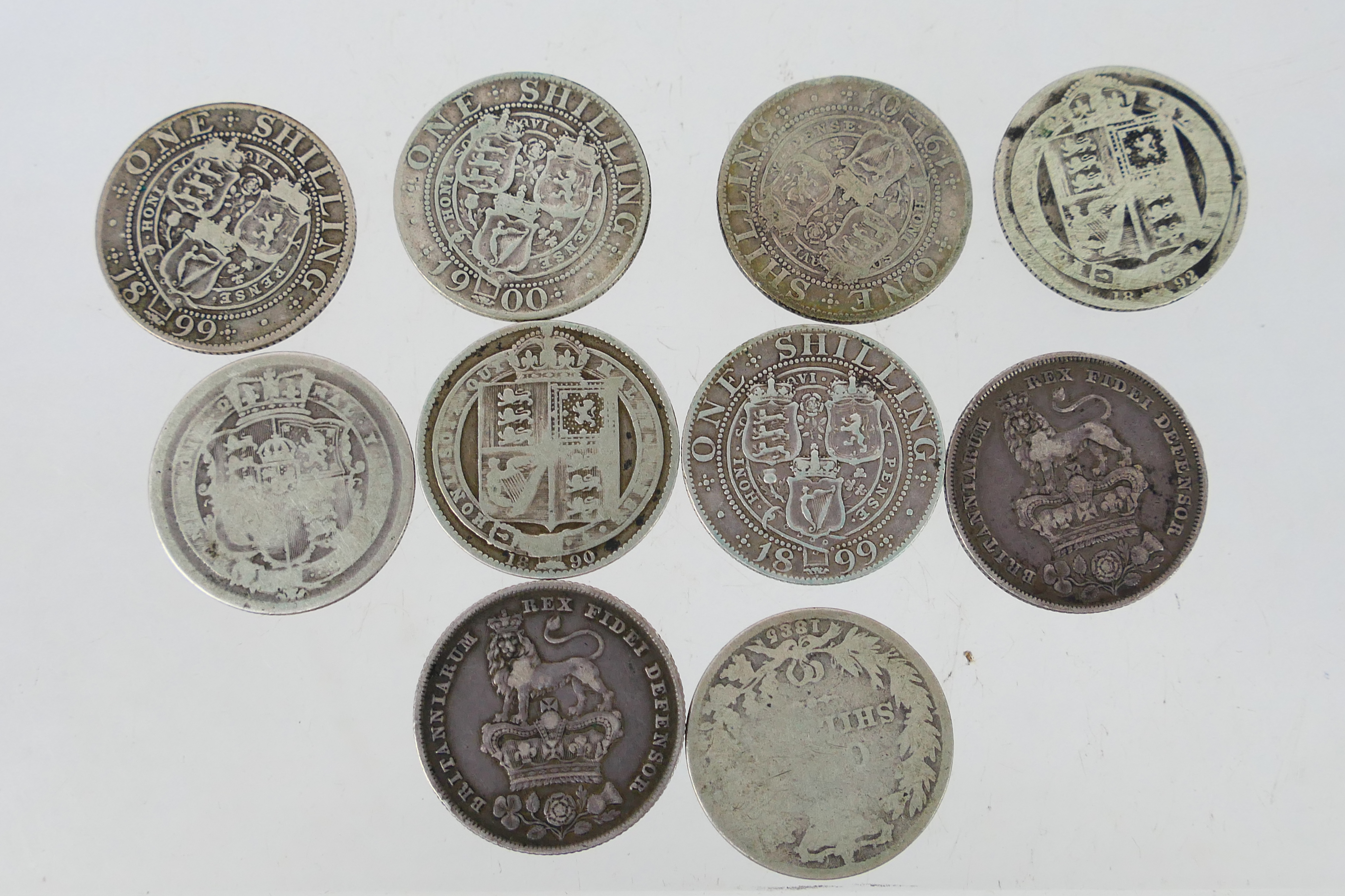 Ten One Shilling coins, George III, Geor - Bild 2 aus 2