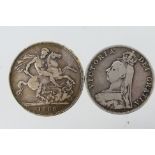 Two Victorian silver coins comprising an