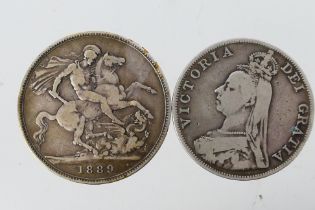 Two Victorian silver coins comprising an