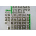 A collection of silver content One Shilling coins, approximately 408 grams.