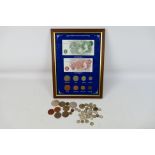 A framed display of Great Britain Pre-Decimal Currency,