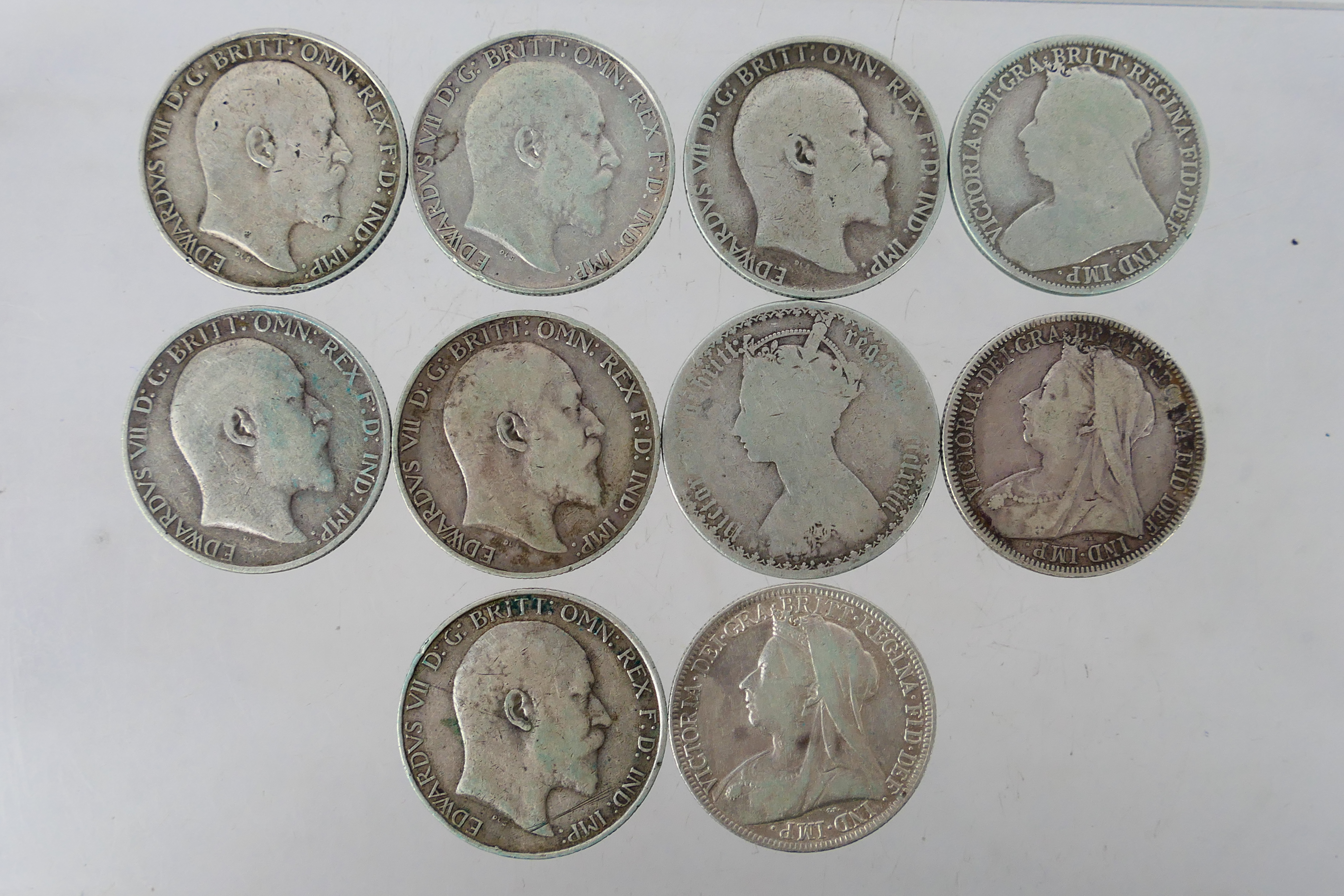Ten One Florin / Two Shilling coins, Vic