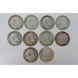 Ten One Florin / Two Shilling coins, Vic