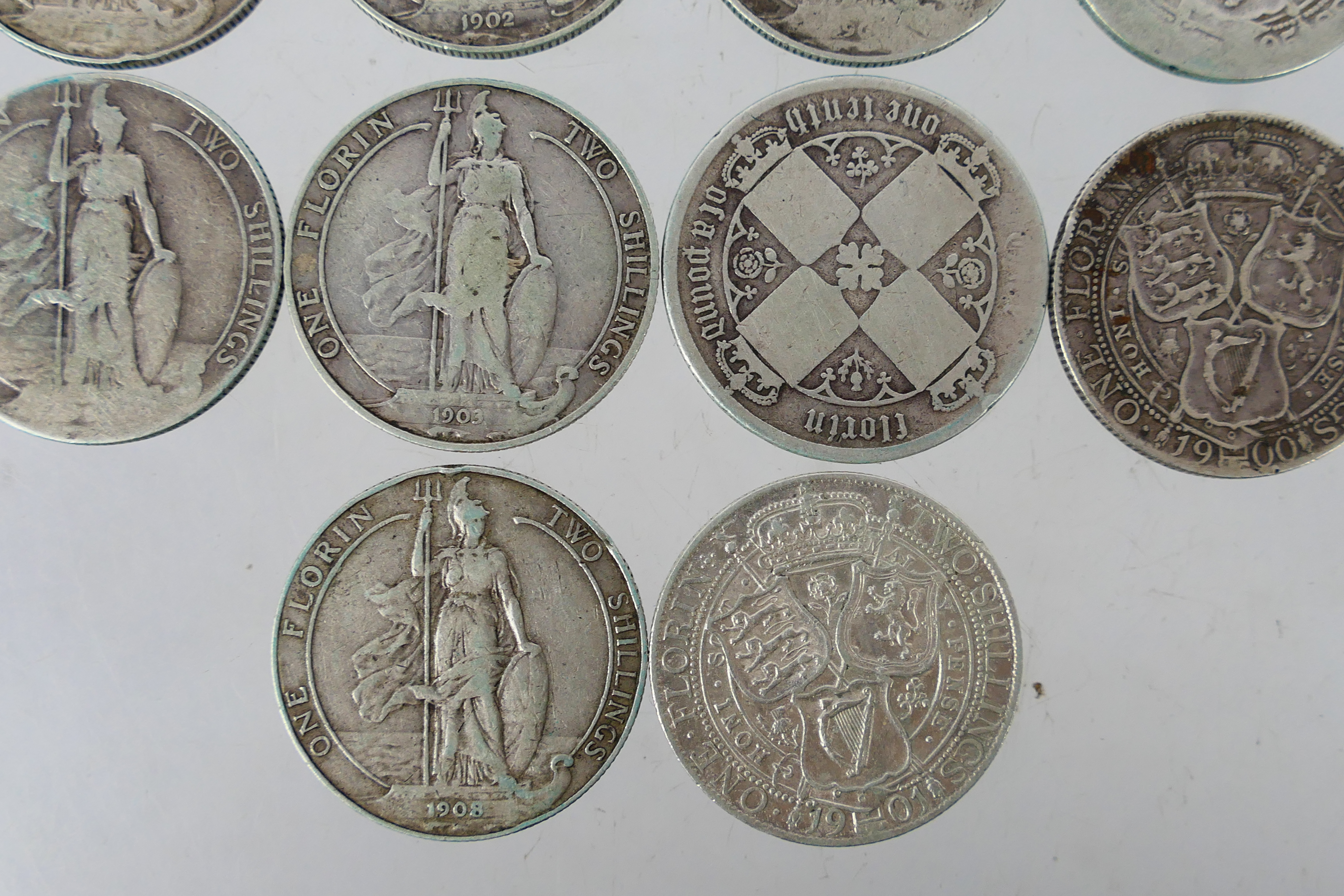 Ten One Florin / Two Shilling coins, Vic - Image 8 of 8