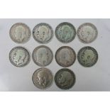 Ten One Florin / Two Shilling coins, Edw