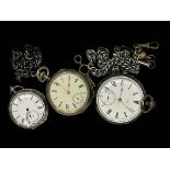 Three silver pocket watches.