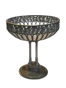 Ornate pewter and glass table centrepiece, 29cm.