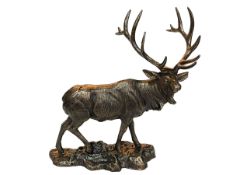 Ornate bronzed stag sculpture, 43cm.