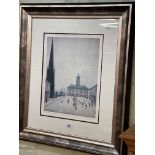 L.S. Lowry, The Old Town Hall, Middlesbrough, limited edition print, 39cm by 29cm, in glazed frame.