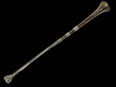 Silver hunting horn, London 1930, 30.5cm length.