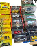 Collection of boxed model vehicles including Shell Classic Sportscar, and Collezione,