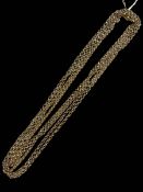 9 carat gold muff chain, 164cm length.