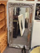 Rectangular silvered framed bevelled wall mirror, 1.78cm by 0.88cm including frame.
