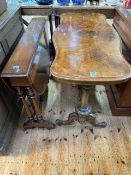 Victorian burr walnut rectangular centre table of serpentine form, 74cm by 103cm by 51cm,