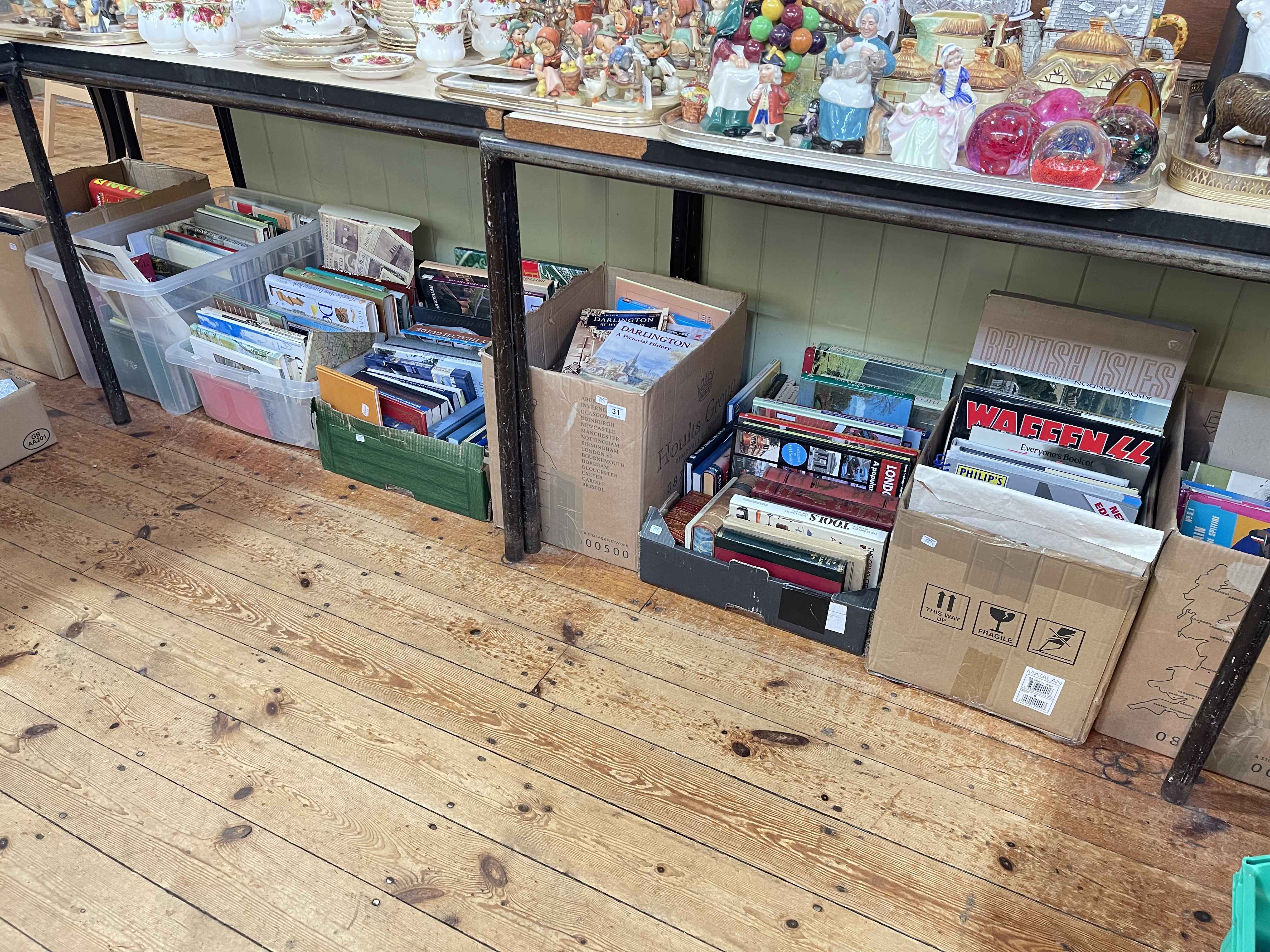 Nine boxes of various books including Darlington History, Military, Railway, etc.