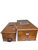 Two vintage wooden till drawers.