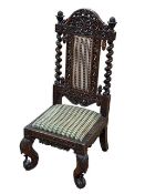 Anglo Indian carved hardwood child's chair.