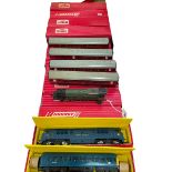 Hornby Dublo steam and two Diesel Loco's and collection of carriages.