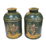 Pair of green Oriental style tea canisters, 35cm.