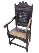 Carved oak Wainscot chair.