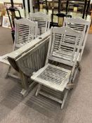 Firman weathered teak garden table and four chairs.